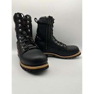 Milwaukee Leather MBM9095 Motorcycle Boots NWT Mens Size 9 Black Side Zip